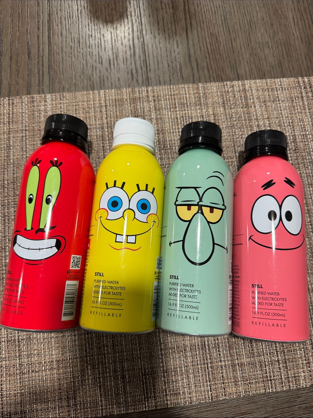 SpongeBob Path Reusable Character Water Bottles Set of 4